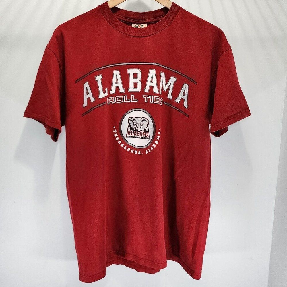 Alabama Football Crimson Tide Vintage Red Oak Shirt Red USA Made Rare Size Large